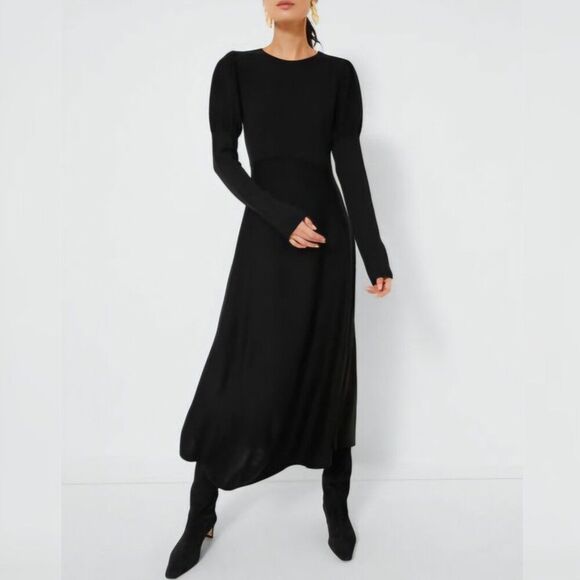 NWT - Pomander Place - M - Black Brielle Long Sleeve Knit Sweater Maxi Dress - Picture 1 of 8
